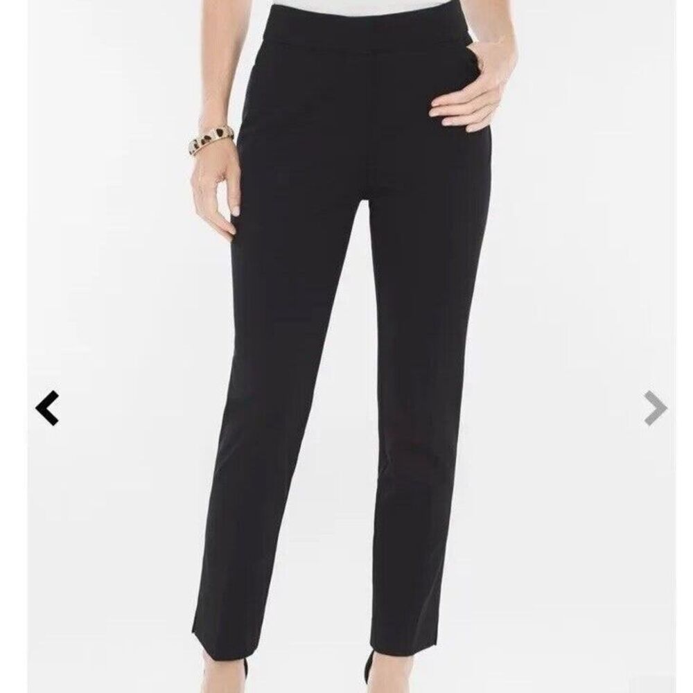 Chicos 1 Ponte Ankle Tapered Dress Pants Black Front Zip (Sz 8 M ) Stretch NWOT
